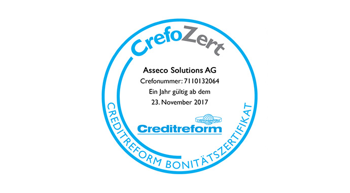 Zum vierten Mal in Folge: Asseco Solutions erhält Bonitätszertifikat der Creditreform
